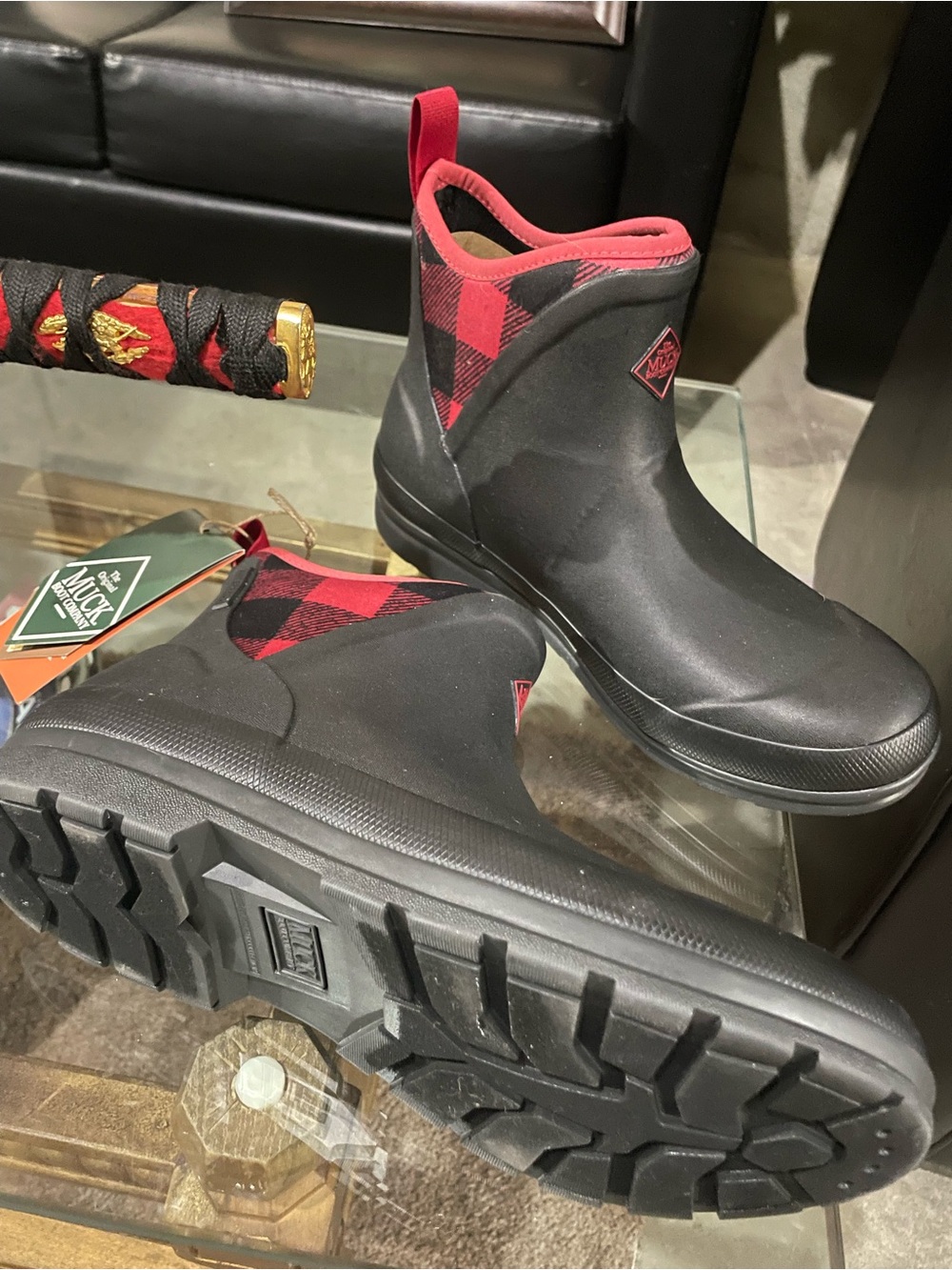 Muck Boot Women's Black & Red Ankle Rain Booties